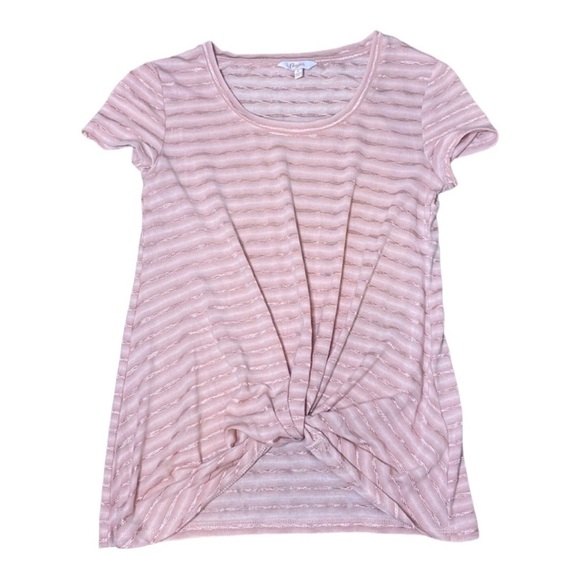 Candie's Tops - Candie’s Pink Striped Knotted Short Sleeve